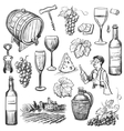 Hand drawn sketch wine set vector image