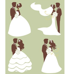 Brides and grooms silhouettes vector image