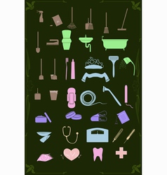 Set of cleaning and healthcare icons in pastel vector image