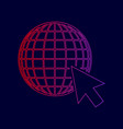 Earth globe with cursor line icon with vector image