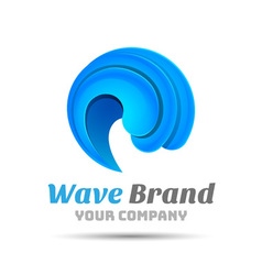 Sea Water wave icon Volume Logo Colorful 3d Design vector image