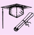 Graduation Cap Degree diploma vector image
