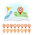 Map with markers and GPS icons vector image