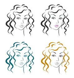 Beautiful woman face design set Beautiful woman face design set vector image