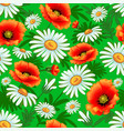 Seamless bright with poppies and daisies for vector image