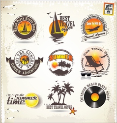 Summer vacation and travel labels vector image