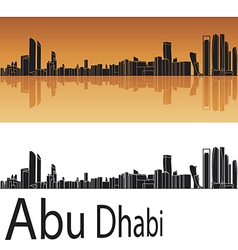Abu Dhabi skyline in orange background vector image
