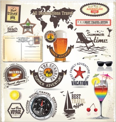 Summer vacation and travel labels vector image