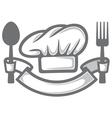 Chef hat with fork and spoon vector image
