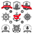 Set of vintage nautical labels and icons vector image
