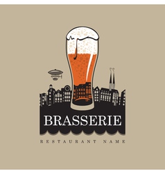 Beer on old town vector image