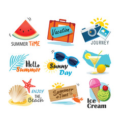 Summer label banner tag and elements background vector image