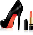 Vector high heel shoe and a lipstick vector image