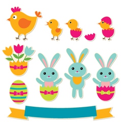 Easter stickers set vector image