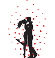 Kissing couple and hearts vector image