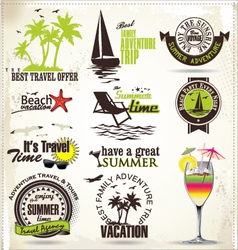 Summer vacation and travel labels vector image