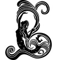 Mermaid in waves black cliche vector image