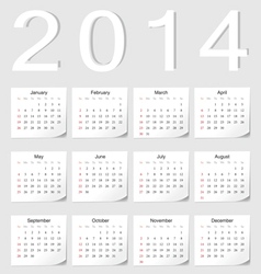 European 2014 calendar vector image
