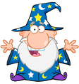 Happy Wizard With Open Arms vector image