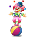 A clown juggling above the ball vector image