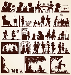 Family silhouettes set vector image