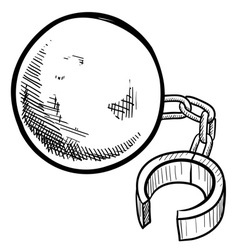 Doodle ball chain freedom debt vector image