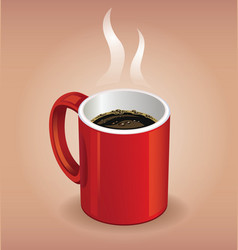 Red coffee cup on brown background vector image