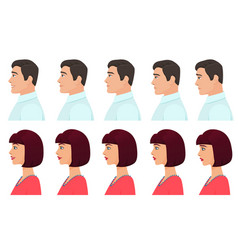 Male and female profile avatars expressions set vector image