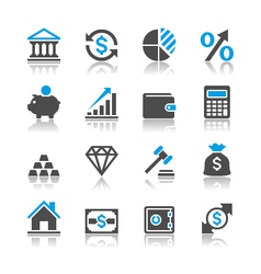 Financial investment icons reflection vector image