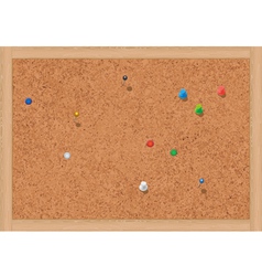 Blank cork notice board with thumbtacks vector image