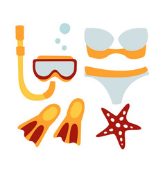 Women swimsuit and accessories for diving vector image