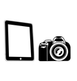 Tablet and camera black Tablet and camera black vector image