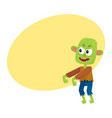 Scary little green zombie monster in rags vector image