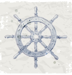 Hand drawn ship steering wheel vector image
