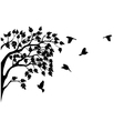 Silhouette of tree and bird isolated vector image