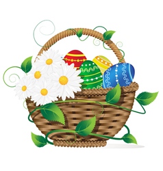Easter banners with Easter eggs in basket and Vector Image