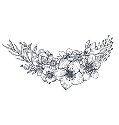 Floral composition bouquet with hand drawn vector image