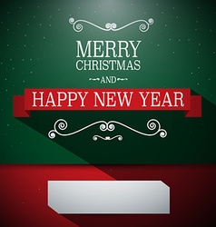 Merry Christmas Card Retro Green and Red wi vector image