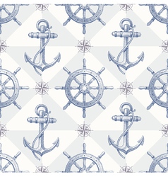 Seamless hand drawn nautical background vector image