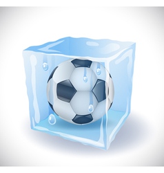 Ice cube with soccer ball vector image
