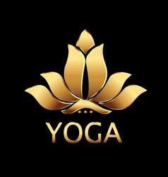 Gold lotus flower logo vector image