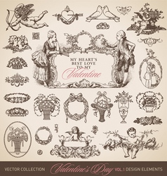 Antique valentines set vector image