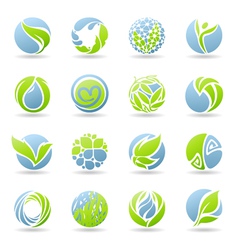 Drops and leaves - logo template set vector image