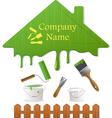Green roof and painting tools vector image