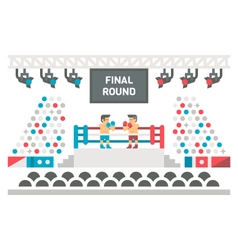 Flat design boxing stage fight vector image