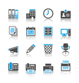 Business and office icons reflection vector image