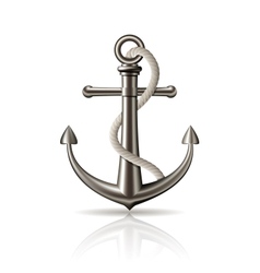Anchor with rope on white background vector image