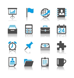 Business and office icons reflection vector image