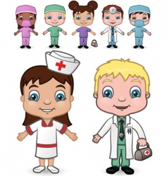 Doctors and nurses set vector image