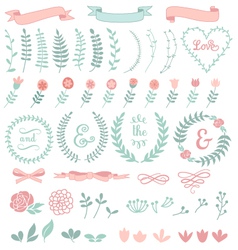 Floral laurel wreath set vector image